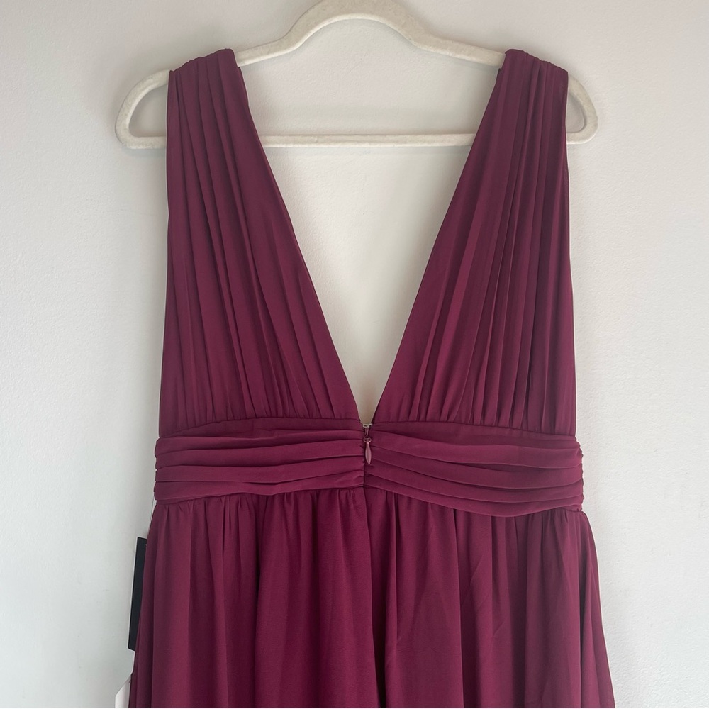 Lulus Burgundy Deep V-Neck Chiffon Maxi Dress NWT Size XL - Picture 3 of 6